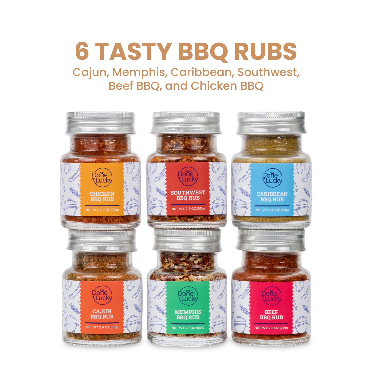 BBQ Rub Gift Set - Spice Gift Set in Premium Wooden Box (Set of 6)