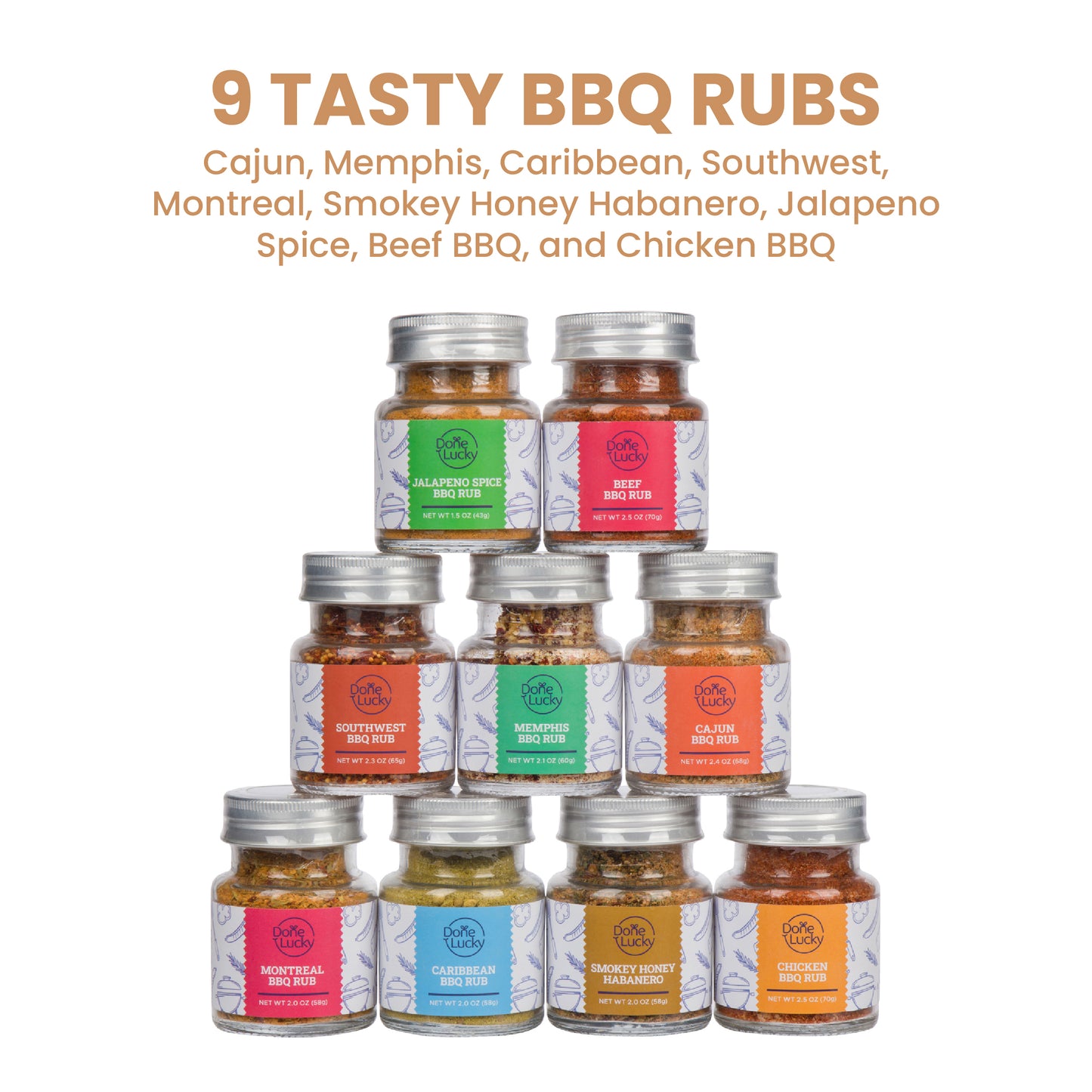 BBQ Rub Gift Set - Spice Gift Set in Premium Wooden Box (Set of 9)