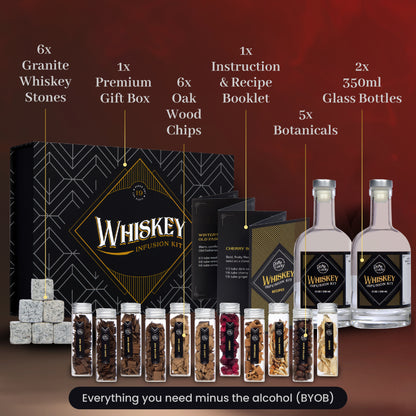 Whiskey Infusion Kit with Wood Chips, Botanicals, & Whiskey Stones