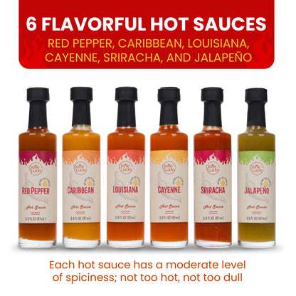 Hot Sauce Gift Set (6 Pack) - Hot Sauce Variety Pack in Premium Wooden Box