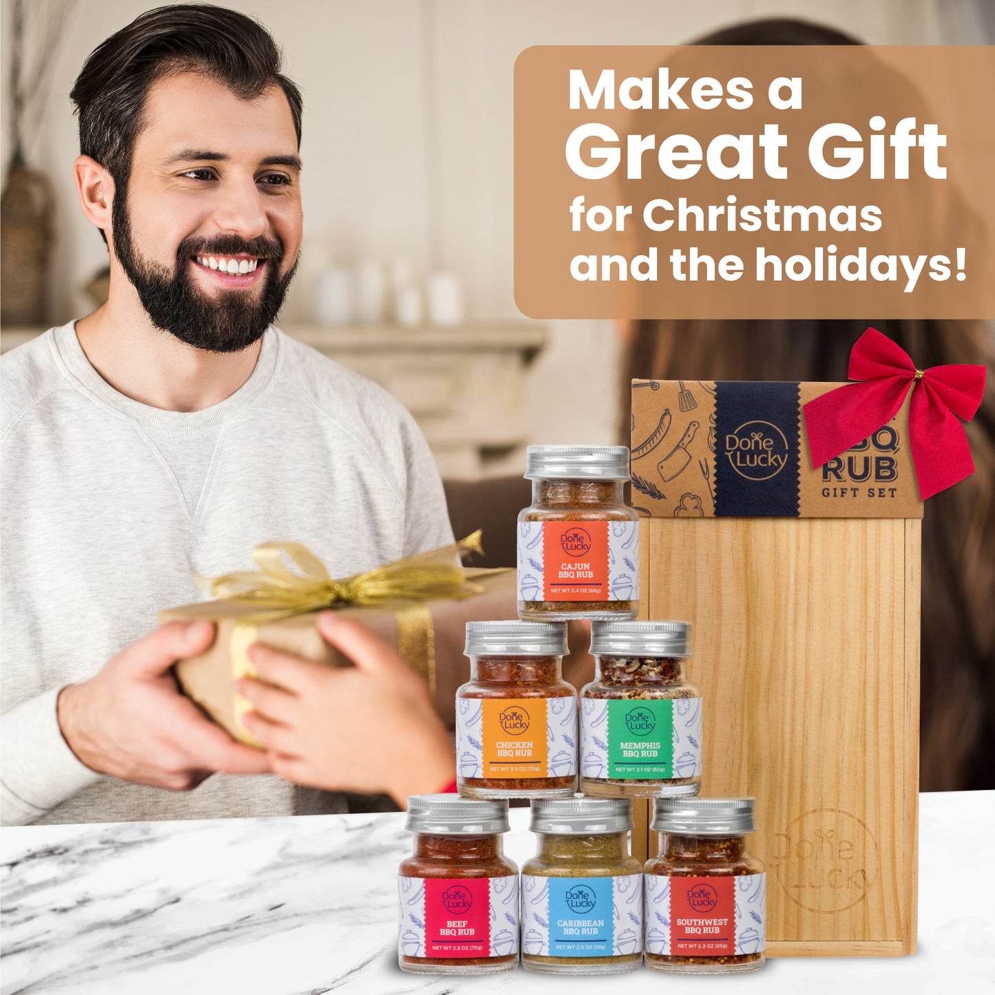 BBQ Rub Gift Set - Spice Gift Set in Premium Wooden Box (Set of 6)