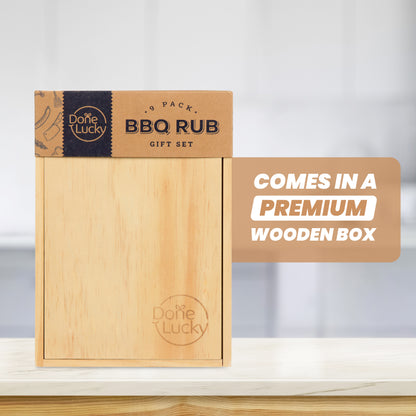 BBQ Rub Gift Set - Spice Gift Set in Premium Wooden Box (Set of 9)